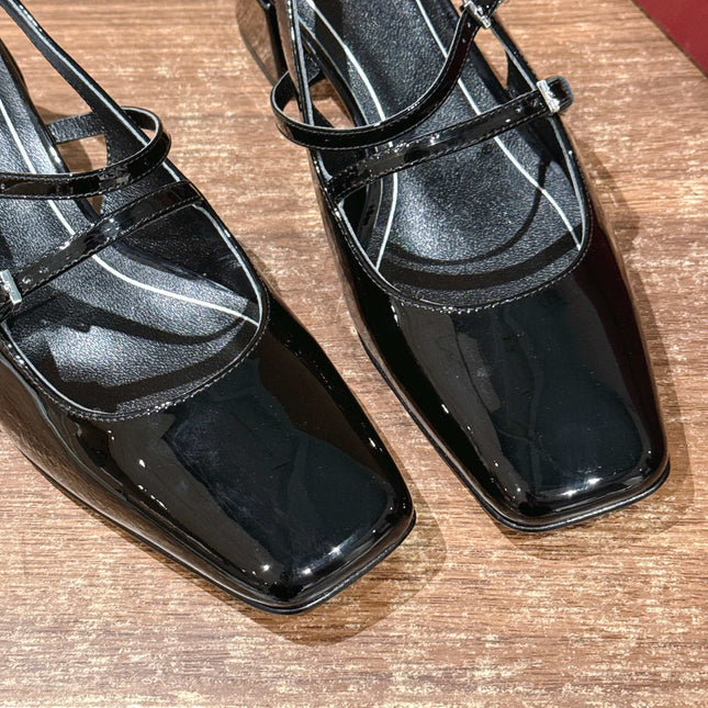 GUCCI 26S BLOCK-HEEL SLINGBACK PUMPS 45 MM IN BLACK CALFSKIN