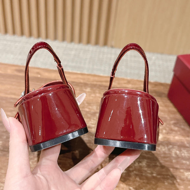 GUCCI 26S BLOCK-HEEL SLINGBACK PUMPS 45 MM IN RED CALFSKIN