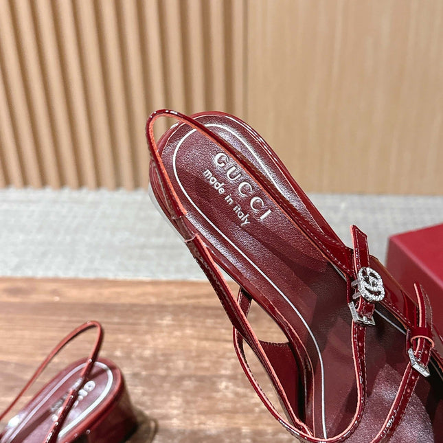 GUCCI 26S BLOCK-HEEL SLINGBACK PUMPS 45 MM IN RED CALFSKIN