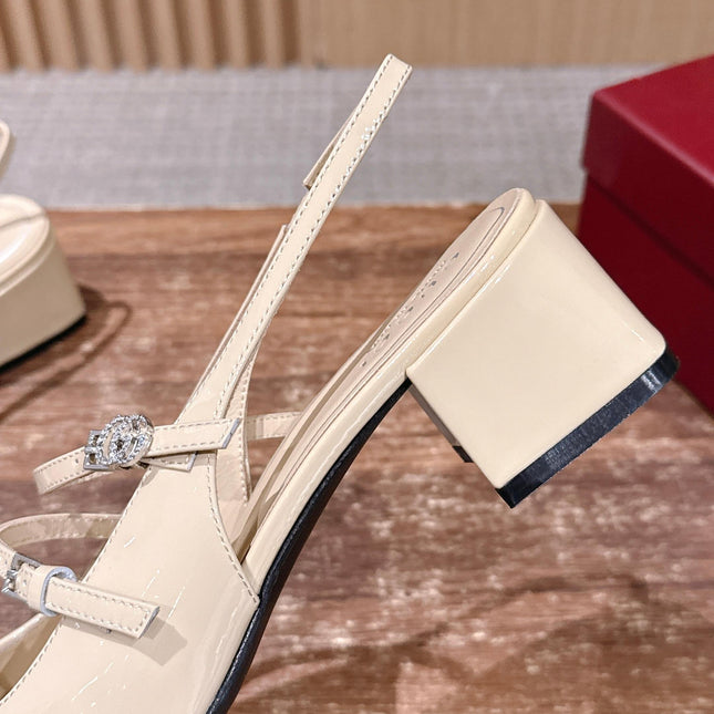 GUCCI 26S BLOCK-HEEL SLINGBACK PUMPS 45 MM IN CREAM BEIGE CALFSKIN