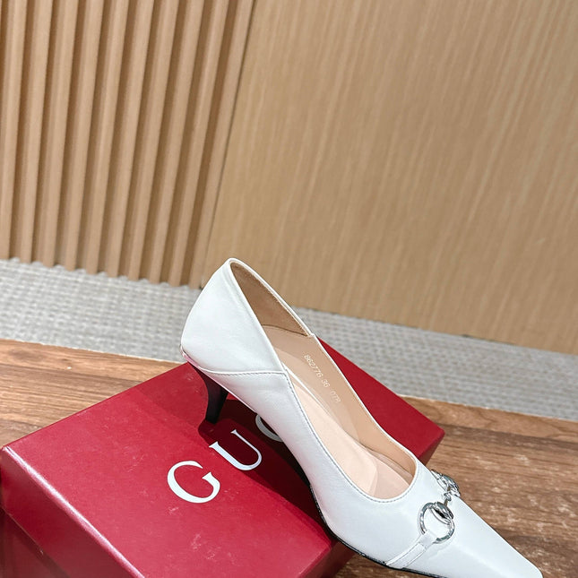 GUCCI 26S VITTORIA PUMPS 60 MM IN WHITE LAMBSKIN
