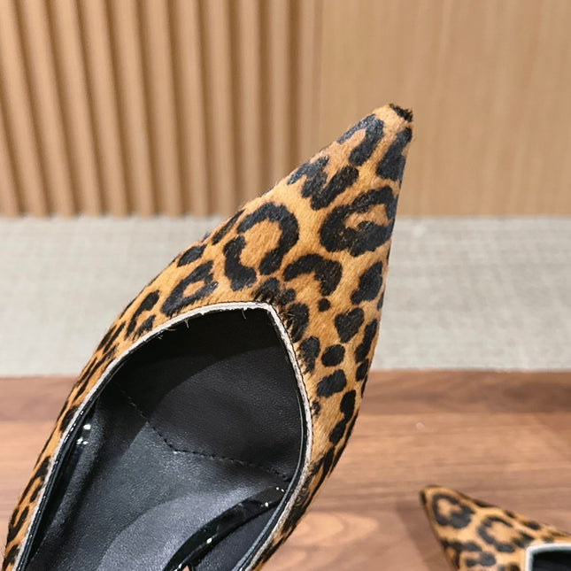 PRADA 26S SLINGBACK POINTED HEELS IN LEOPARD PRINT PONY HAIR
