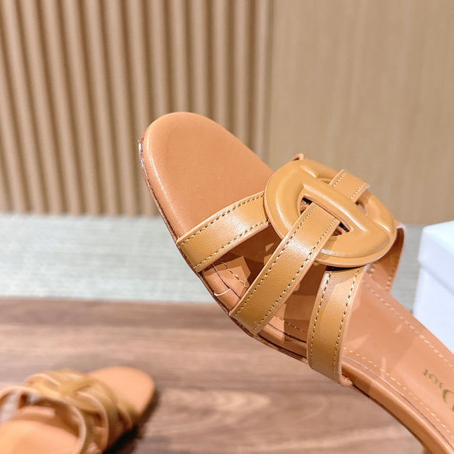 DIOR 26S HEEL SANDALS IN CARAMEL BROWN CALFSKIN STRAPPY