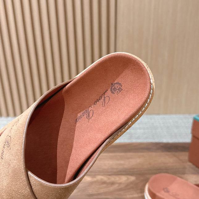 LP 26S CROSS STRAP SLIDES SANDAL IN BROWN SUEDE