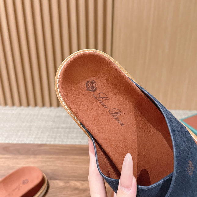 LP 26S CROSS STRAP SLIDES SANDAL IN NAVY BLUE SUEDE