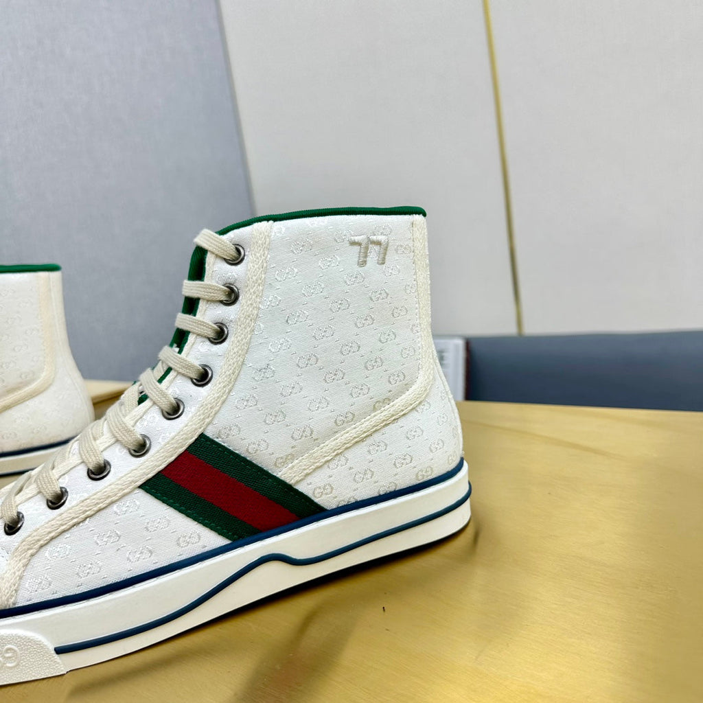 GG TENNIS 1977 HIGH-TOP TRAINER WHITE CANVAS