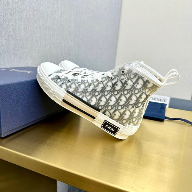DIOR B23 HIGH-TOP SNEAKER IN WHITE AND BLACK DIOR OBLIQUE CANVAS