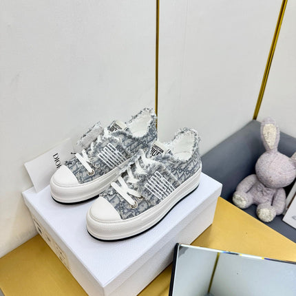 DIOR 26S LOW-TOP PLATFORM SNEAKER 50MM IN GREY AND WHITE OBLIQUE CANVAS