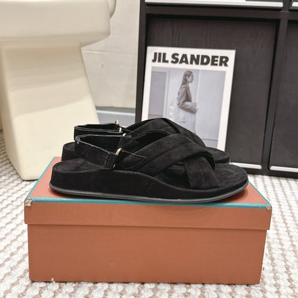 LP 26S CROSS-STRAP SANDALS IN BLACK SUEDE