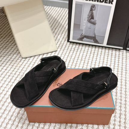LP 26S CROSS-STRAP SANDALS IN BLACK SUEDE