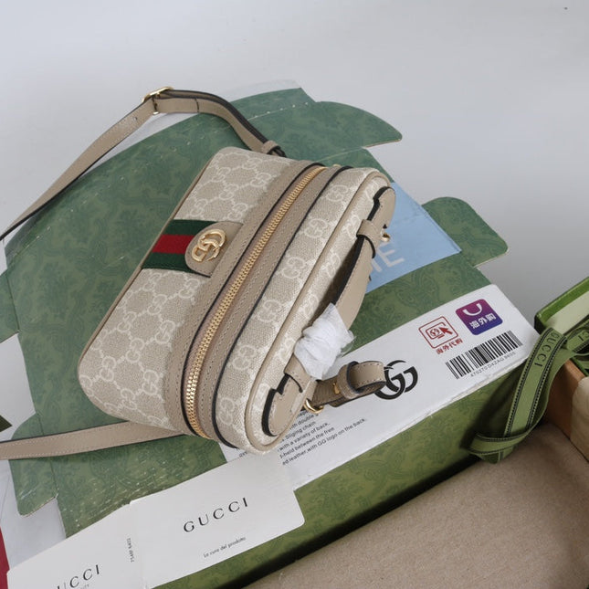 GUCCI 26S MINI CROSSBODY BAG 20 IN TAUPE CANVAS