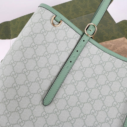 GUCCI 26S TOTE BAG 38 IN LIGHT BLUE CANVAS AND CALFSKIN TRIM