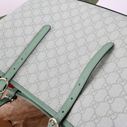 GUCCI 26S TOTE BAG 38 IN LIGHT BLUE CANVAS AND CALFSKIN TRIM