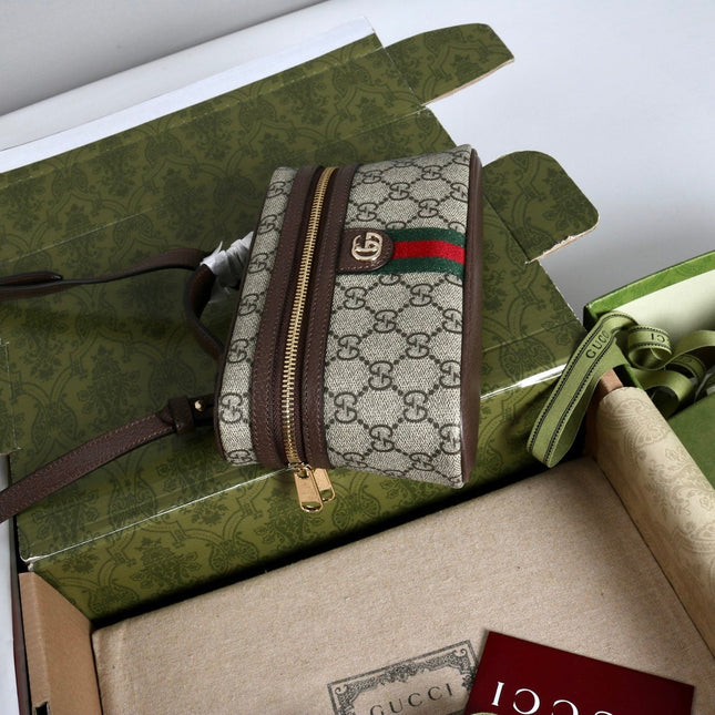 GUCCI 26S MINI CROSSBODY BAG 20 IN BEIGE CANVAS