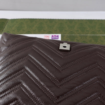 GUCCI 26S SHOULDER BAG 31 IN DARK BROWN CALFSKIN QUILTED PATTERN