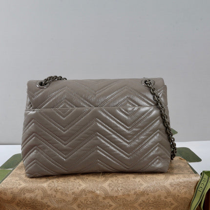 GUCCI 26S SHOULDER BAG 31 IN GREY CALFSKIN QUILTED PATTERN