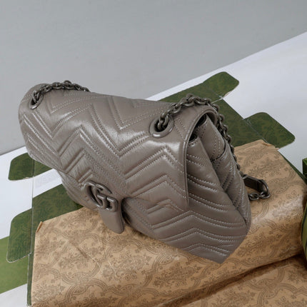 GUCCI 26S SHOULDER BAG 31 IN GREY CALFSKIN QUILTED PATTERN