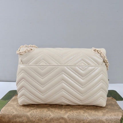 GUCCI 26S SHOULDER BAG 31 IN WHITE CALFSKIN QUILTED PATTERN
