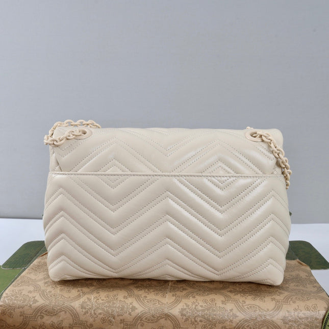 GUCCI 26S SHOULDER BAG 31 IN WHITE CALFSKIN QUILTED PATTERN