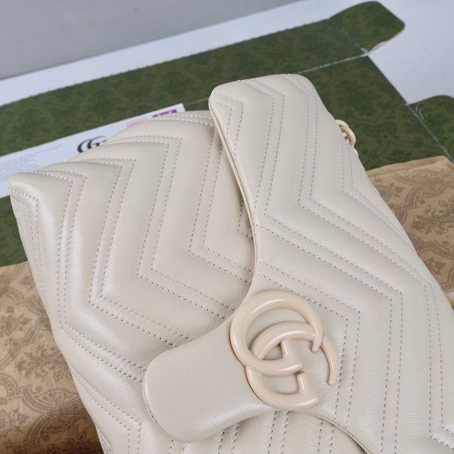 GUCCI 26S SHOULDER BAG 31 IN WHITE CALFSKIN QUILTED PATTERN