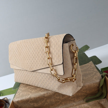 GUCCI 26S SHOULDER BAG 36 IN BEIGE SUEDE