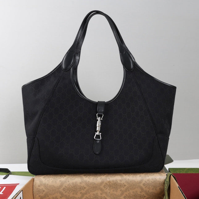 GUCCI 26S TOTE BAG 40 IN BLACK CANVAS