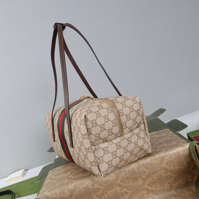 GUCCI 26S BOSTON BAG 29 IN BEIGE DENIM