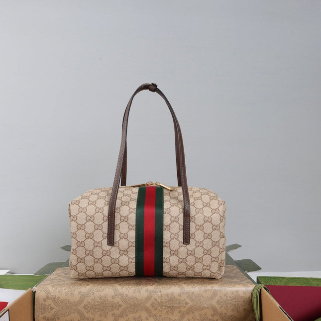GUCCI 26S BOSTON BAG 29 IN BEIGE DENIM