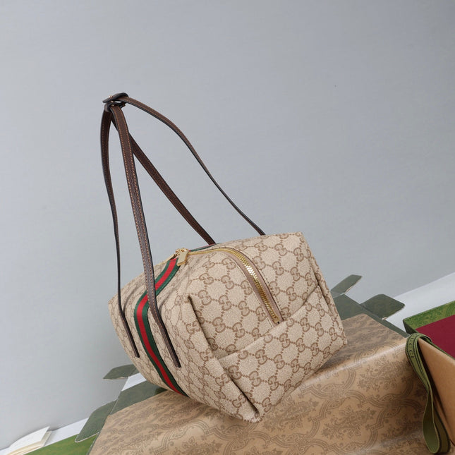 GUCCI 26S BOSTON BAG 29 IN BEIGE DENIM