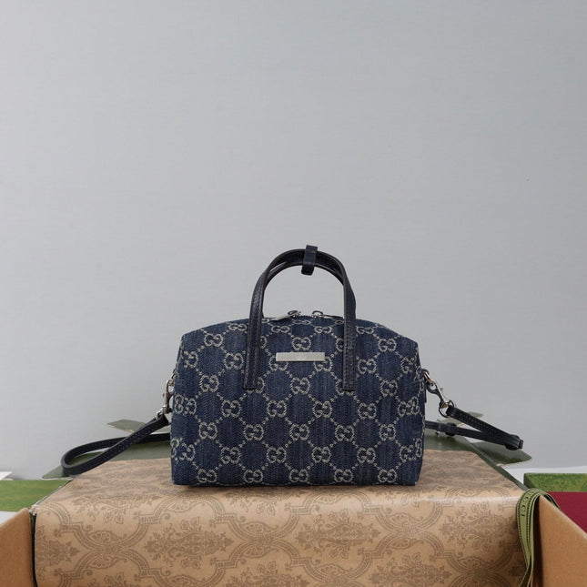 GUCCI 26S MINI DUFFLE BAG 20 IN DARK BLUE DENIM