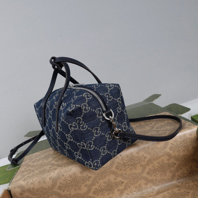 GUCCI 26S MINI DUFFLE BAG 20 IN DARK BLUE DENIM