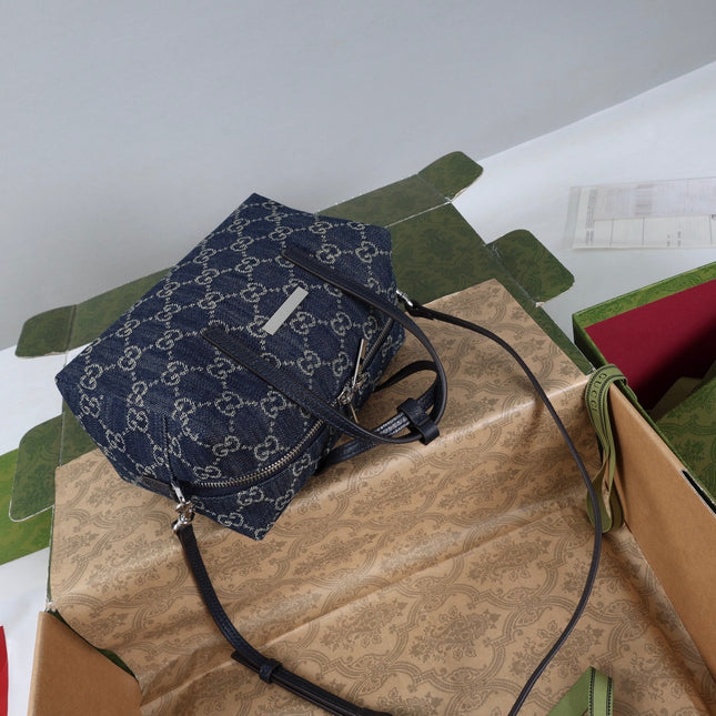 GUCCI 26S MINI DUFFLE BAG 20 IN DARK BLUE DENIM