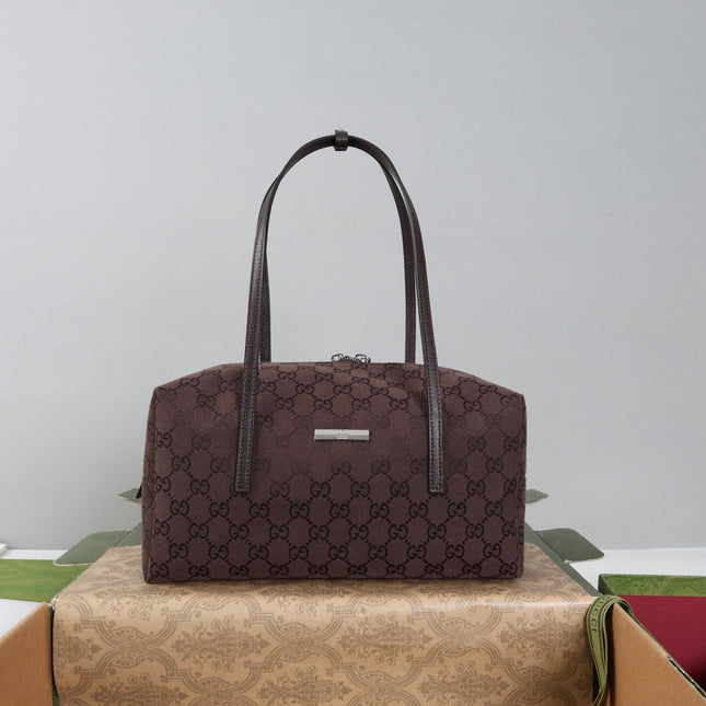 GUCCI 26S BOSTON BAG 29 IN BROWN DENIM