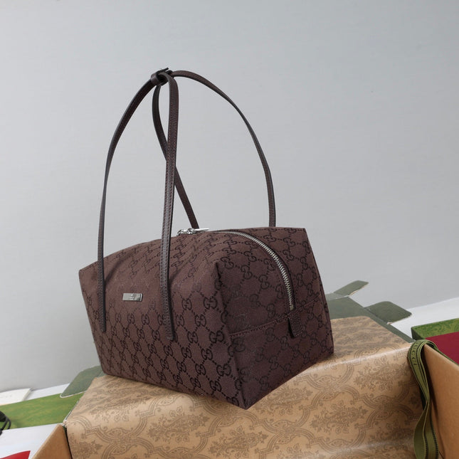GUCCI 26S BOSTON BAG 29 IN BROWN DENIM