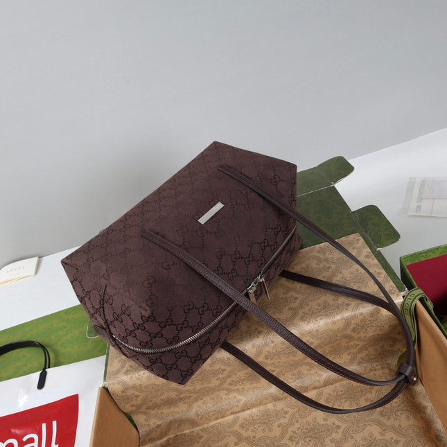 GUCCI 26S BOSTON BAG 29 IN BROWN DENIM