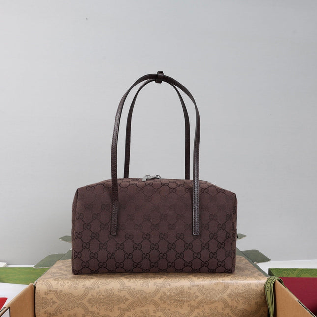 GUCCI 26S BOSTON BAG 29 IN BROWN DENIM