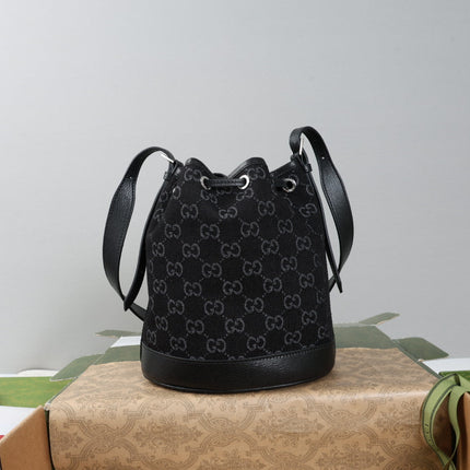GUCCI 26S BUCKET BAG 21 IN BLACK DENIM