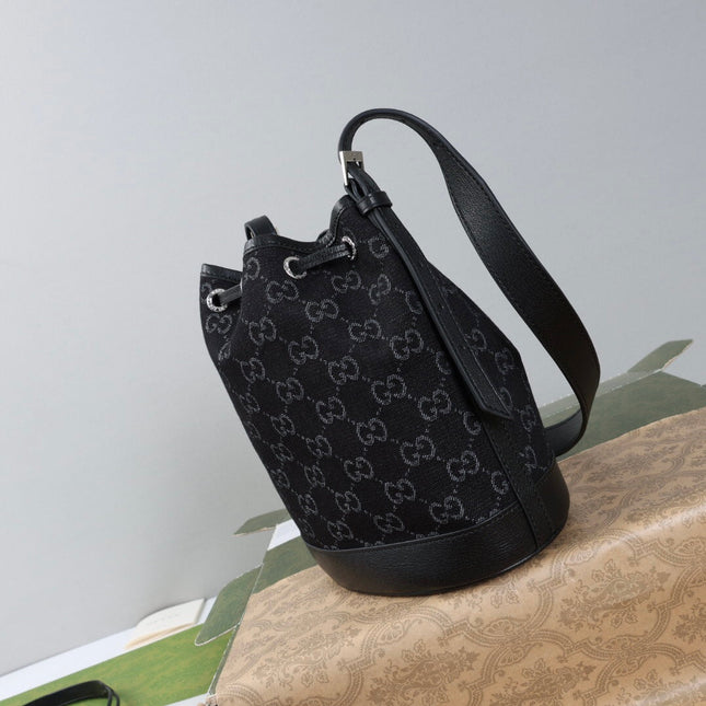 GUCCI 26S BUCKET BAG 21 IN BLACK DENIM