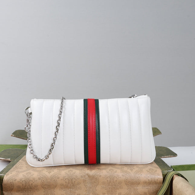 GUCCI 26S MINI SHOULDER BAG 26 IN WHITE CALFSKIN CHAIN STRAP SILVER