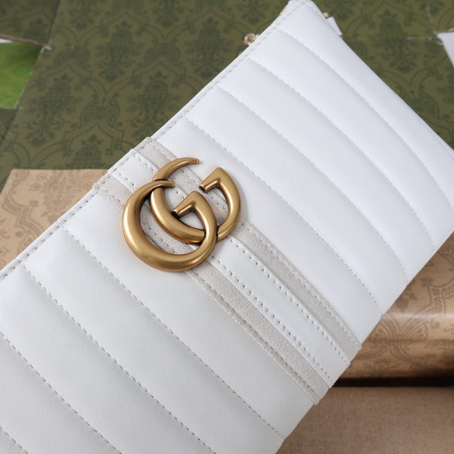 GUCCI 26S MINI SHOULDER BAG 26 IN WHITE CALFSKIN WITH GG LOGO GOLD