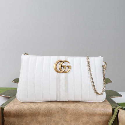 GUCCI 26S MINI SHOULDER BAG 26 IN WHITE CALFSKIN WITH GG LOGO GOLD