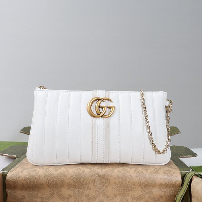 GUCCI 26S MINI SHOULDER BAG 26 IN WHITE CALFSKIN WITH GG LOGO GOLD