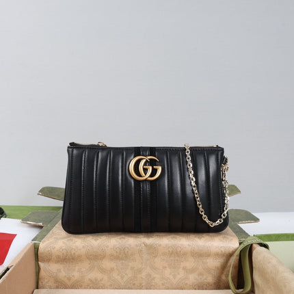 GUCCI 26S MINI SHOULDER BAG 26 IN BLACK CALFSKIN WITH GG LOGO GOLD