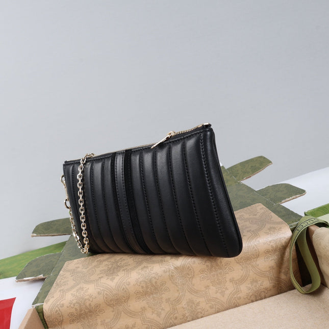 GUCCI 26S MINI SHOULDER BAG 26 IN BLACK CALFSKIN WITH GG LOGO GOLD