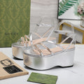 WEDGE PLATFORM IN SILVER SHEEPSKIN