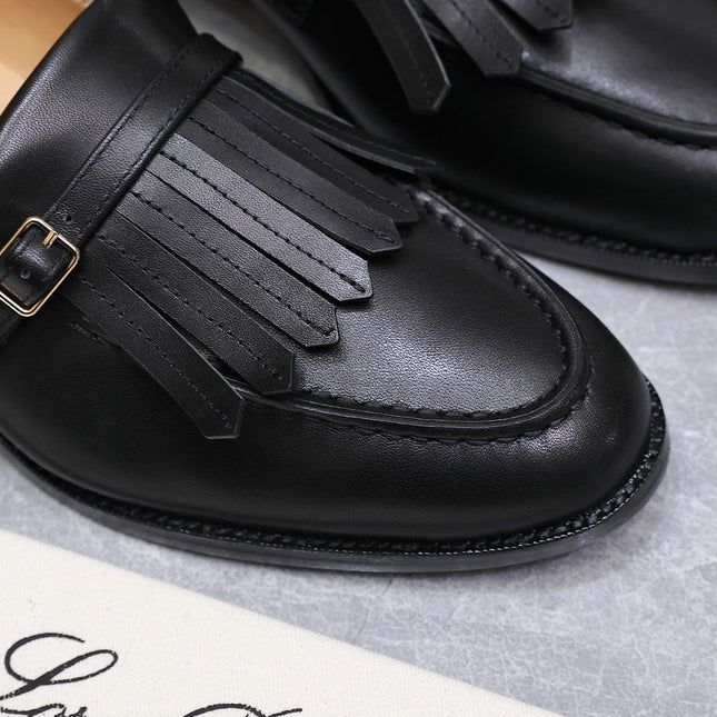 LP 26S SERGIO TASSEL LOAFERS IN BLACK CALFSKIN GOLD HARDWARE