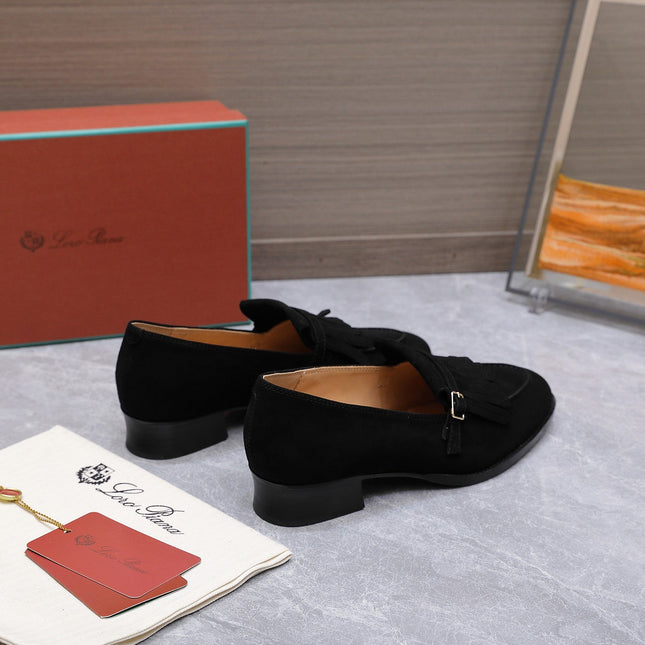 LP 26S SERGIO TASSEL LOAFERS IN BLACK SUEDE SILVER HARDWARE