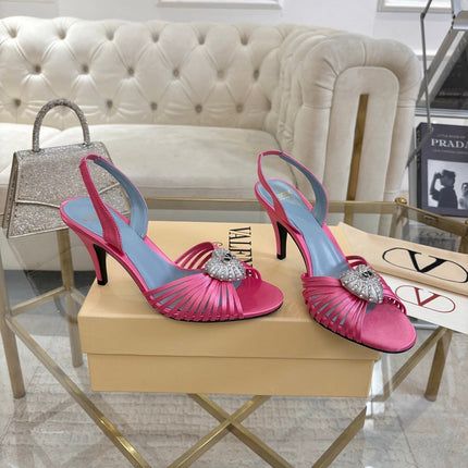 VALENTINO 26S  HEEL SANDALS 80 MM IN PINK SATIN