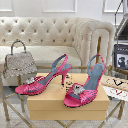 VALENTINO 26S  HEEL SANDALS 80 MM IN PINK SATIN