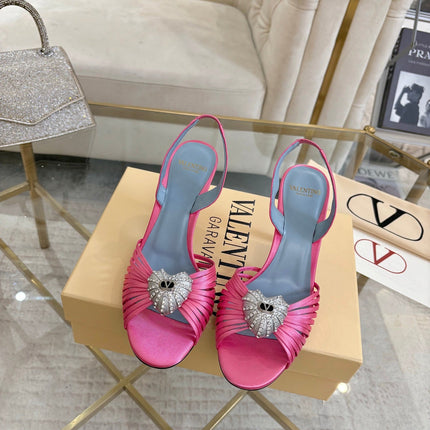 VALENTINO 26S  HEEL SANDALS 80 MM IN PINK SATIN